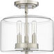 Asheville 3 Light 11 inch Brushed Nickel Semi-Flush Mount Ceiling Light